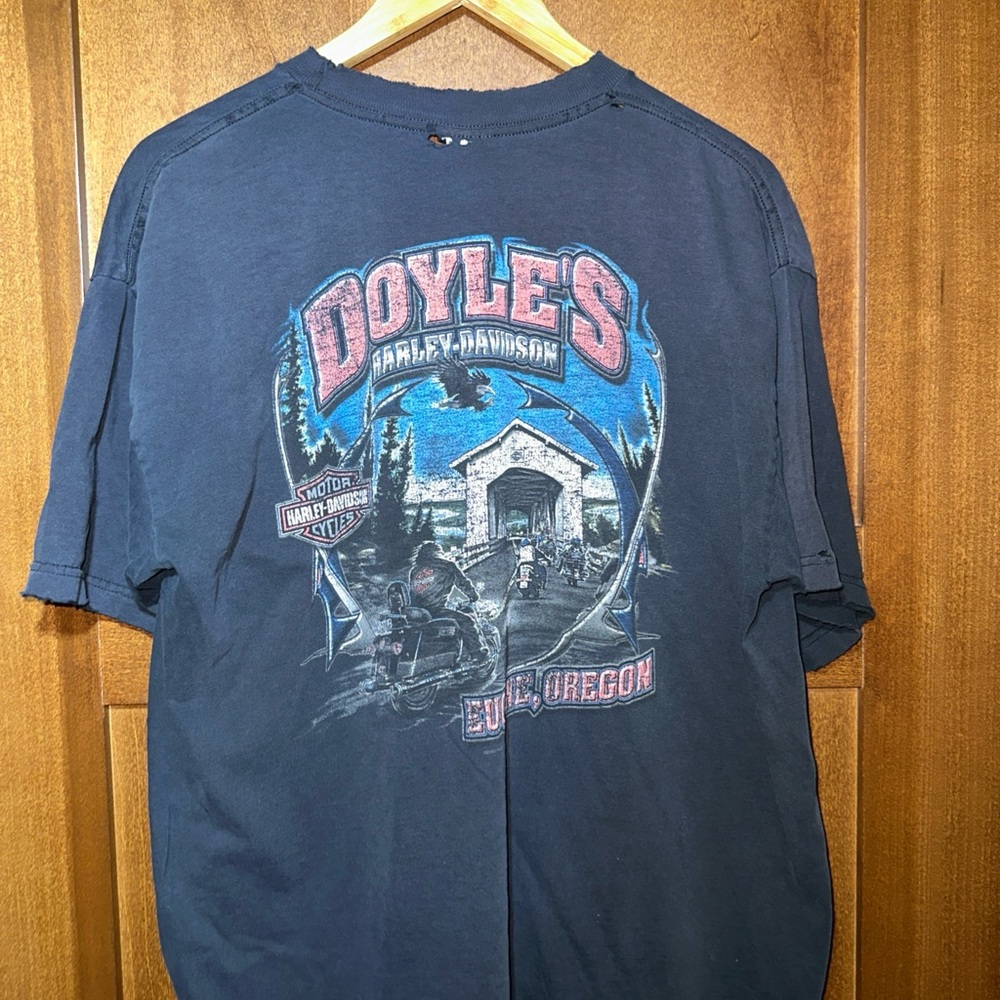 Harley Davidson T Shirt Mens XL Doyles Eugene Oregon‎ Faded Distressed Biker
